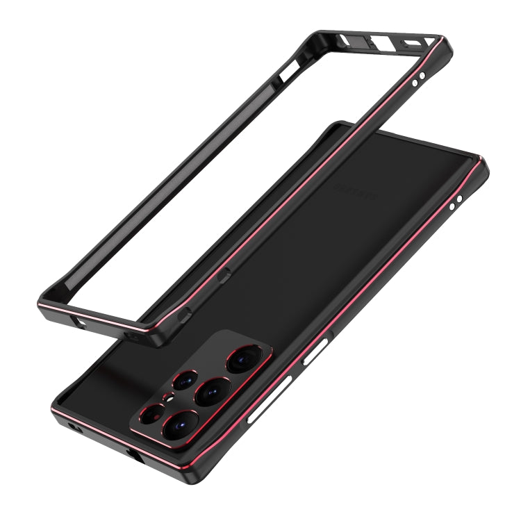 For Samsung Galaxy S22 Ultra Aurora Series Lens Protector + Metal Frame Protective Phone Case(Black Red) - Galaxy S22 Ultra 5G Cases by PMC TechLife | Online Shopping South Africa | PMC TechLife