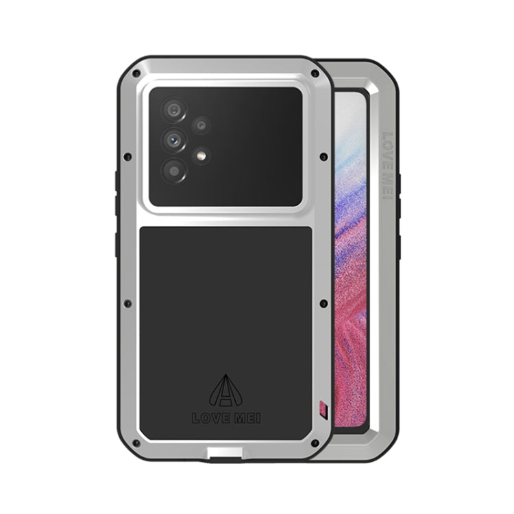 For Samsung Galaxy A53 LOVE MEI Metal Shockproof Waterproof Dustproof Protective Phone Case with Glass(Silver) - Galaxy Phone Cases by LOVE MEI | Online Shopping South Africa | PMC Jewellery