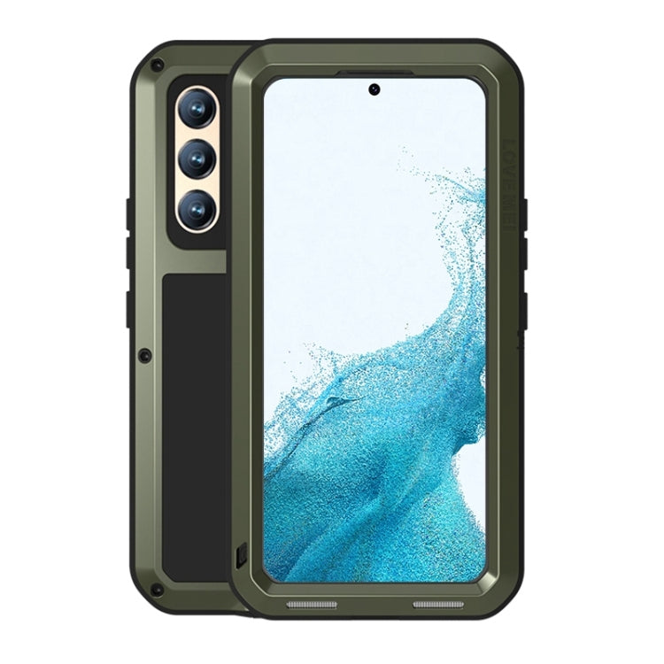 For Samsung Galaxy S22  LOVE MEI Metal Shockproof Waterproof Dustproof Protective Phone Case with Glass(Army Green) - Galaxy S22 5G Cases by LOVE MEI | Online Shopping South Africa | PMC Jewellery