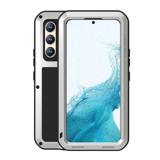 For Samsung Galaxy S22+ LOVE MEI Metal Shockproof Waterproof Dustproof Protective Phone Case with Glass(Silver) - Galaxy S22+ 5G Cases by LOVE MEI | Online Shopping South Africa | PMC Jewellery | Buy Now Pay Later Mobicred