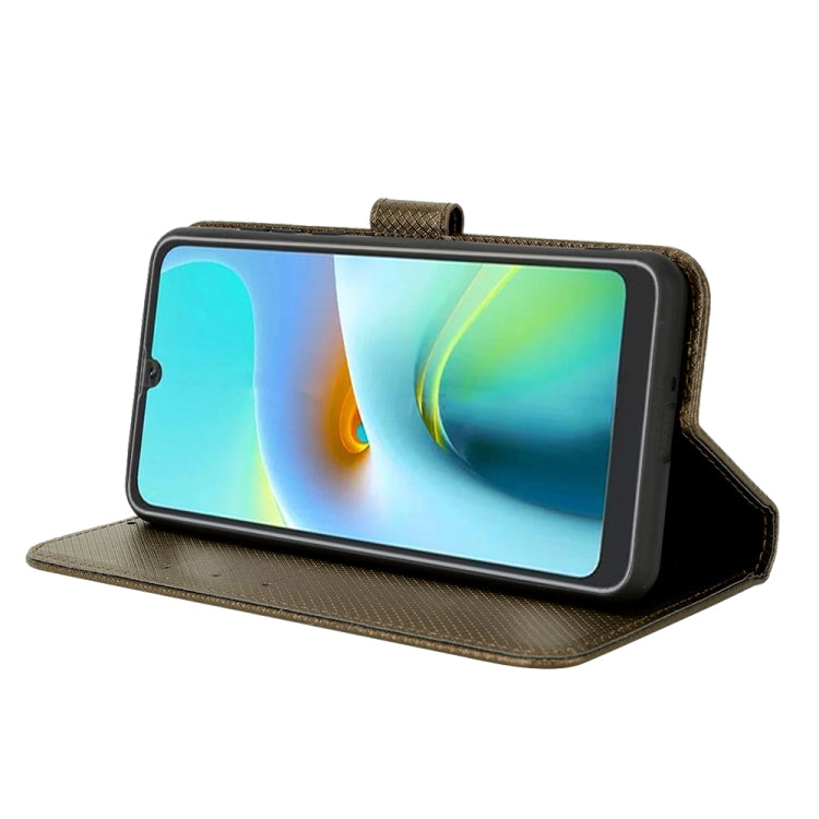 For Blackview A50 Diamond Texture Leather Phone Case(Brown) - More Brand by PMC TechLife | Online Shopping South Africa | PMC TechLife | Buy Now Pay Later Mobicred