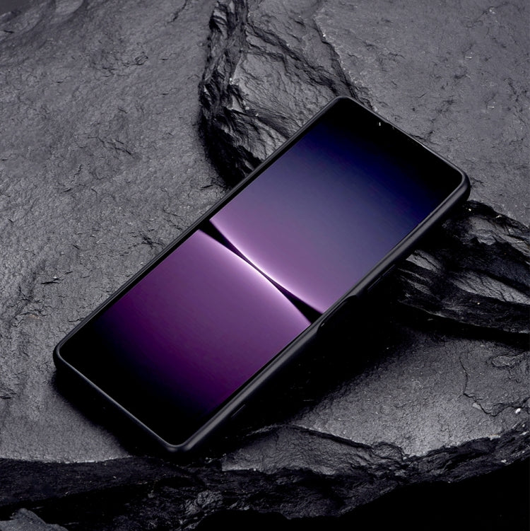 For Sony Xperia 1 III PC + Leather Texture Protective Phone Case with Metal Holder(Black) - Sony Cases by PMC TechLife | Online Shopping South Africa | PMC TechLife