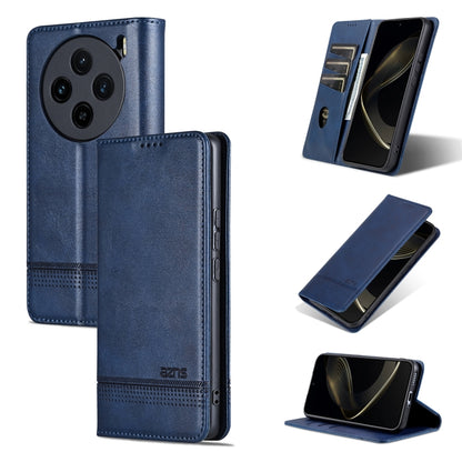 For vivo X100 AZNS Magnetic Calf Texture Leather Phone Case(Dark Blu) - X100 Cases by AZNS | Online Shopping South Africa | PMC Jewellery | Buy Now Pay Later Mobicred