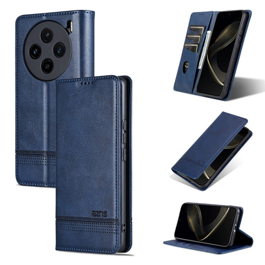 For vivo X100 AZNS Magnetic Calf Texture Leather Phone Case(Dark Blu) - X100 Cases by AZNS | Online Shopping South Africa | PMC Jewellery | Buy Now Pay Later Mobicred