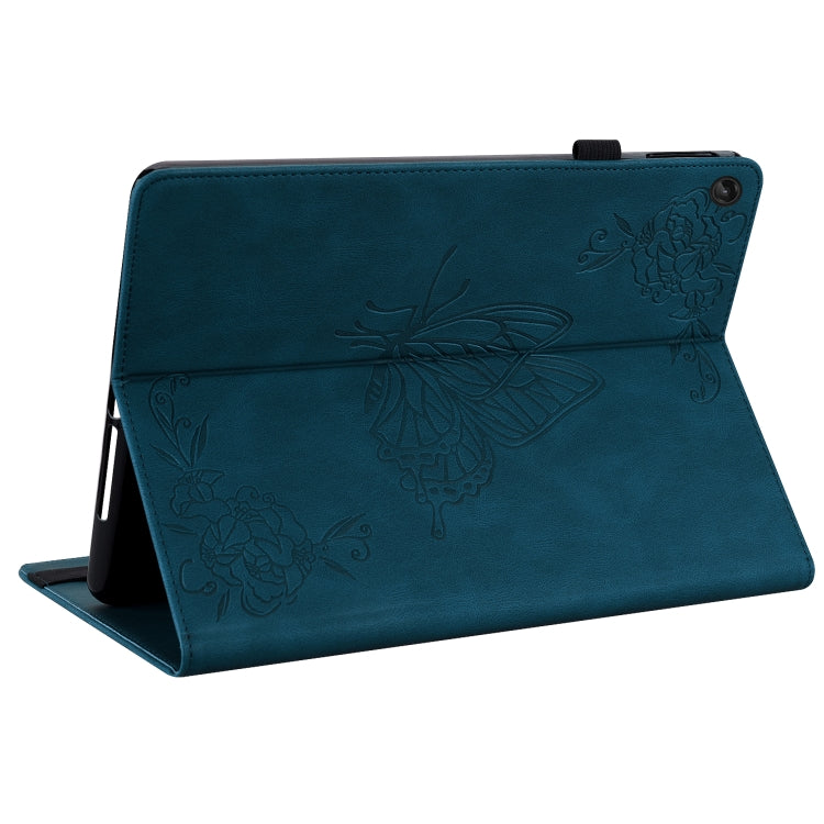 For Lenovo Tab M10 10.1 3rd Gen Butterfly Flower Embossed Leather Tablet Case(Blue) - Lenovo by PMC TechLife | Online Shopping South Africa | PMC TechLife | Buy Now Pay Later Mobicred