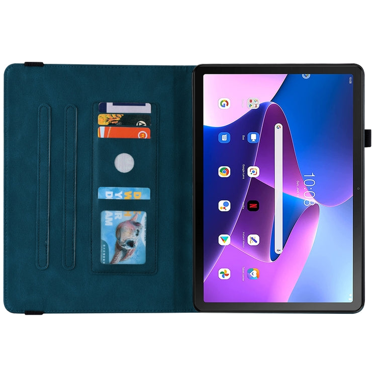 For Lenovo Tab M10 10.1 3rd Gen Butterfly Flower Embossed Leather Tablet Case(Blue) - Lenovo by PMC TechLife | Online Shopping South Africa | PMC TechLife | Buy Now Pay Later Mobicred