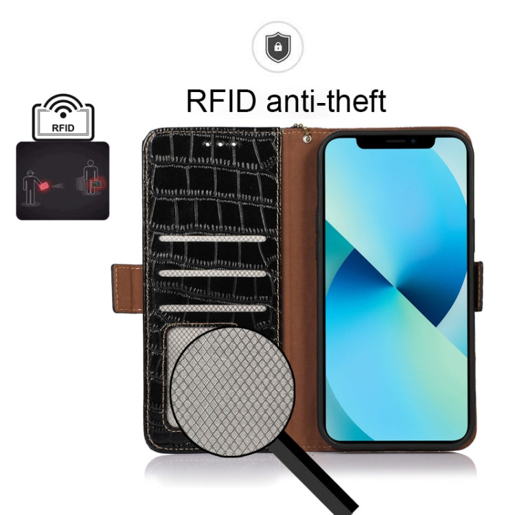 For Motorola Moto G42 Crocodile Top Layer Cowhide Leather Phone Case(Black) - Motorola Cases by PMC TechLife | Online Shopping South Africa | PMC TechLife | Buy Now Pay Later Mobicred