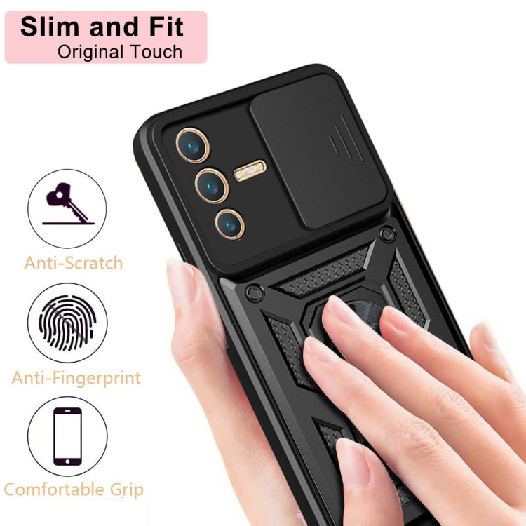 For vivo V23 5G / S12 Sliding Camera Cover Design TPU+PC Phone Case(Red) - vivo Cases by PMC TechLife | Online Shopping South Africa | PMC TechLife | Buy Now Pay Later Mobicred