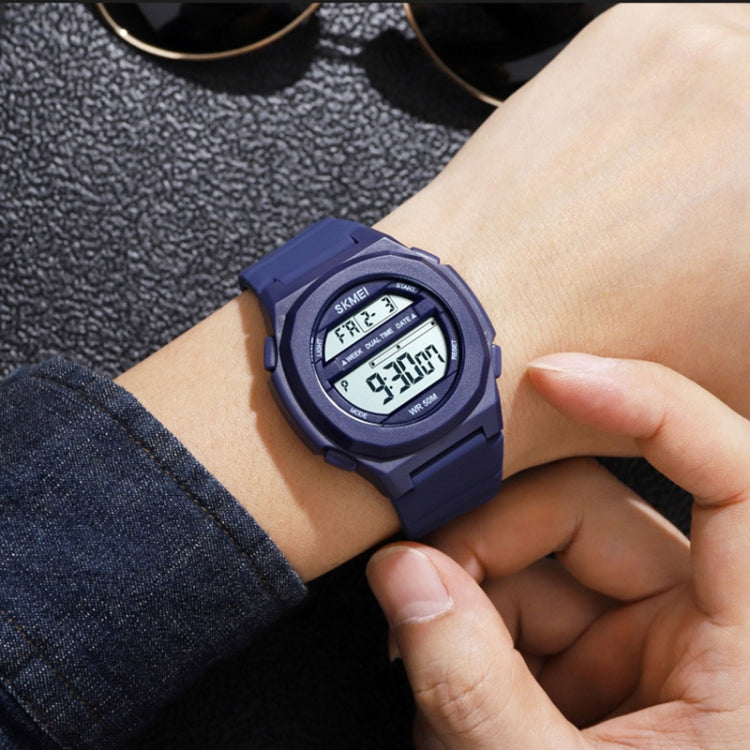 SKMEI 1821 Stainless Steel Buckle Silicone Strap Electronic Watch(Khaki) - free shipping - PMC TechLife - Order now!