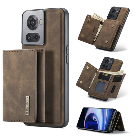 For OnePlus Ace/10R DG.MING M1 Series 3-Fold Multi Card Wallet + Magnetic Phone Case(Coffee) - OnePlus Cases by DG.MING | Online Shopping South Africa | PMC Jewellery | Buy Now Pay Later Mobicred