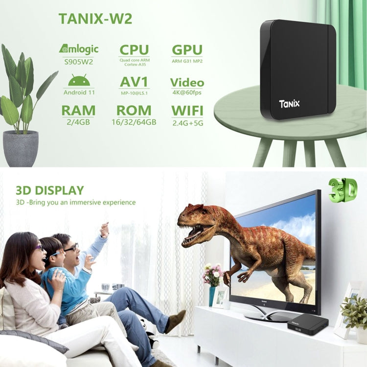 Tanix W2 Amlogic S905 Quad Core Smart TV Set Top Box, RAM:2G+16G With Dual Wifi/BT(US Plug) - Amlogic S905 by PMC Jewellery | Online Shopping South Africa | PMC Jewellery | Buy Now Pay Later Mobicred
