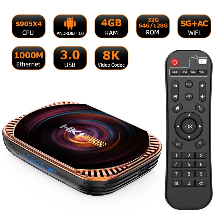 MECOOL HK1RBOX X4 4K TV Box, Android 11 Amlogic S905X4 CPU with RC 4GB+64GB(UK Plug) - free shipping - PMC TechLife - Order now!