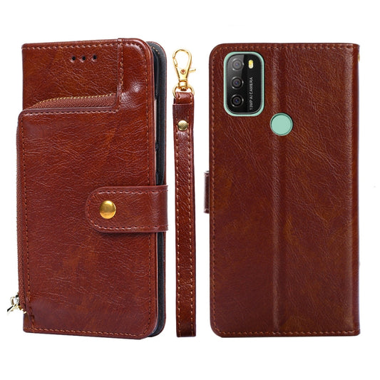 For Blackview A70 Zipper Bag Leather Phone Case(Brown) - More Brand by PMC Jewellery | Online Shopping South Africa | PMC Jewellery | Buy Now Pay Later Mobicred