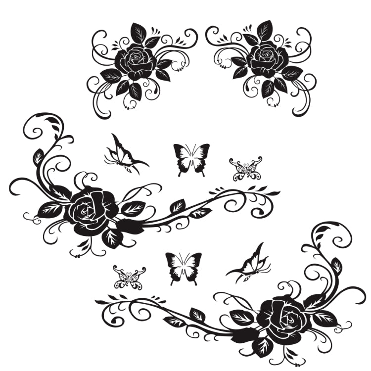 2 PCS/Set D-72 Butterfly Love Flower Pattern Car Modified Decorative Sticker(Black) - Decorative Sticker by PMC TechLife | Online Shopping South Africa | PMC TechLife | Buy Now Pay Later Mobicred