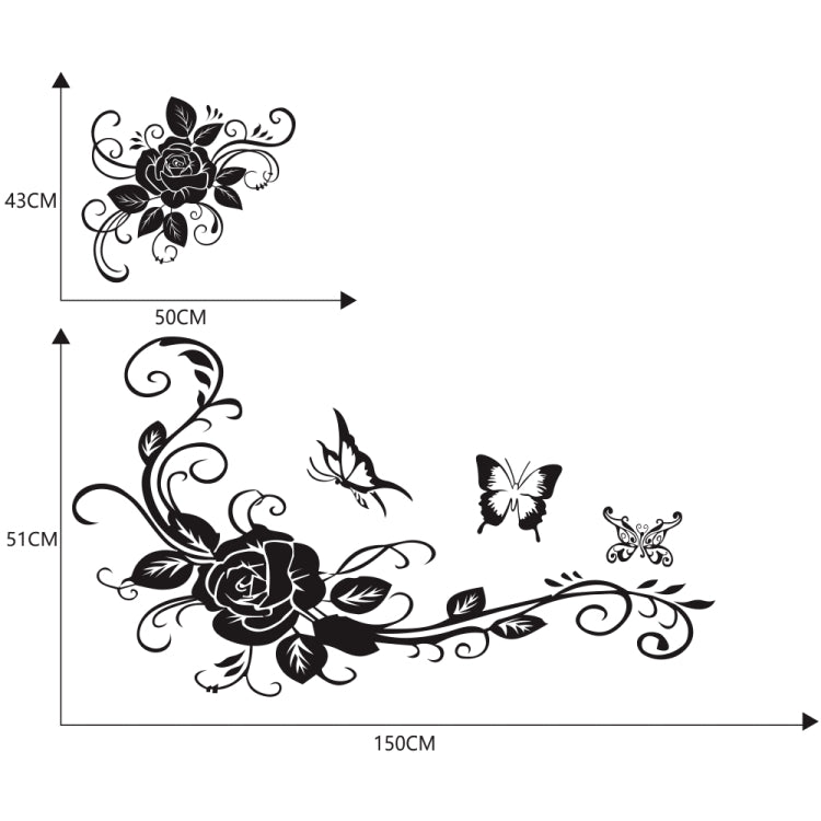 2 PCS/Set D-72 Butterfly Love Flower Pattern Car Modified Decorative Sticker(Black) - Decorative Sticker by PMC TechLife | Online Shopping South Africa | PMC TechLife | Buy Now Pay Later Mobicred