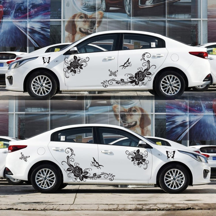 2 PCS/Set D-72 Butterfly Love Flower Pattern Car Modified Decorative Sticker(Black) - Decorative Sticker by PMC TechLife | Online Shopping South Africa | PMC TechLife | Buy Now Pay Later Mobicred