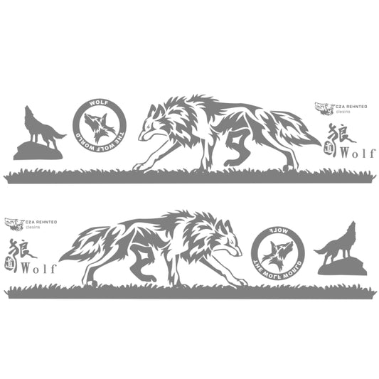 2 PCS/Set D-180 Wolf Totem Pattern Car Modified Decorative Sticker(Light Grey) - Decorative Sticker by PMC Jewellery | Online Shopping South Africa | PMC Jewellery | Buy Now Pay Later Mobicred