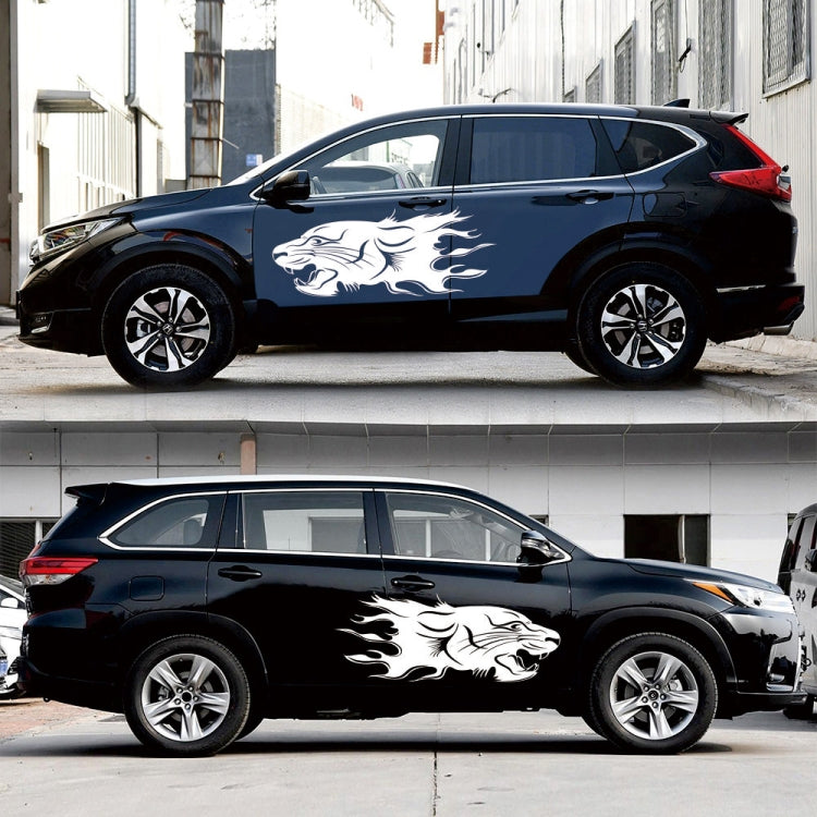 2 PCS/Set D-417 Lion Pattern Car Modified Decorative Sticker(White) - Decorative Sticker by PMC Jewellery | Online Shopping South Africa | PMC Jewellery | Buy Now Pay Later Mobicred