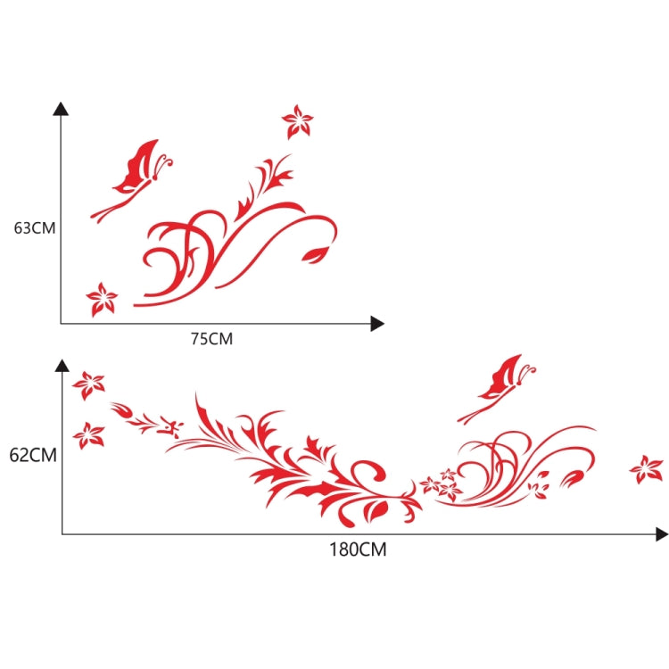 D-462 Butterfly Loves Flowers Pattern Car Modified Decorative Sticker(Red) - Decorative Sticker by PMC TechLife | Online Shopping South Africa | PMC TechLife | Buy Now Pay Later Mobicred