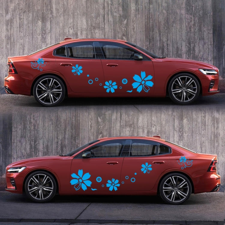 2 PCS/Set D-510 Flowers Pattern Car Modified Decorative Sticker(Blue) - Decorative Sticker by PMC Jewellery | Online Shopping South Africa | PMC Jewellery | Buy Now Pay Later Mobicred