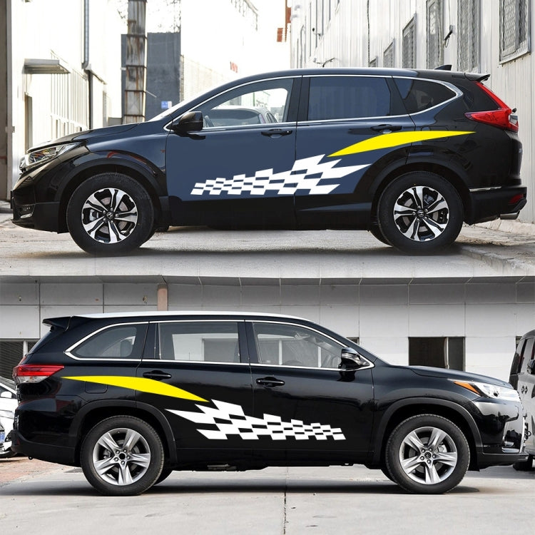 2 PCS/Set D-538 Checkered Totem Pattern Car Modified Decorative Sticker(White+Yellow) - Decorative Sticker by PMC TechLife | Online Shopping South Africa | PMC TechLife | Buy Now Pay Later Mobicred