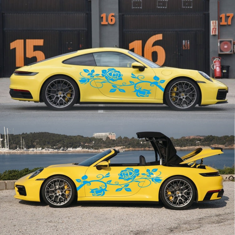 2 PCS/Set D-545 Rose Pattern Car Modified Decorative Sticker(Blue) - free shipping - PMC TechLife - Order now!
