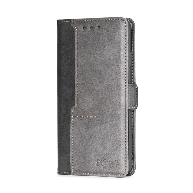 For Doogee X96 Pro Contrast Color Side Buckle Leather Phone Case(Black + Grey) - Doogee Cases by PMC Jewellery | Online Shopping South Africa | PMC Jewellery | Buy Now Pay Later Mobicred