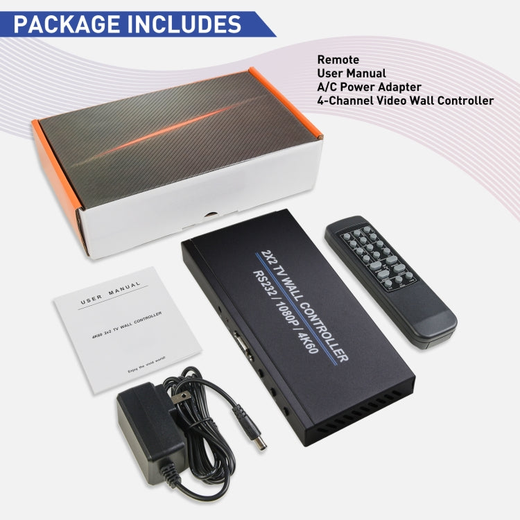 BT100 4K 60Hz 1080P 2 x 2 TV Wall Controller, Plug Type:AU Plug(Black) - Splitter by PMC Jewellery | Online Shopping South Africa | PMC Jewellery | Buy Now Pay Later Mobicred