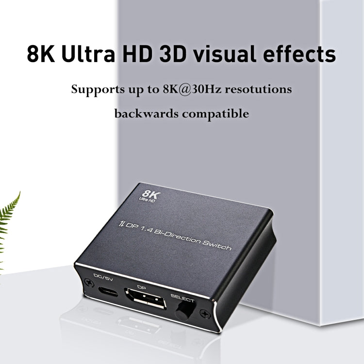 P80 8K Ultra HD DP1.4 Bi-direction Switch(Black) -  by PMC Jewellery | Online Shopping South Africa | PMC Jewellery | Buy Now Pay Later Mobicred