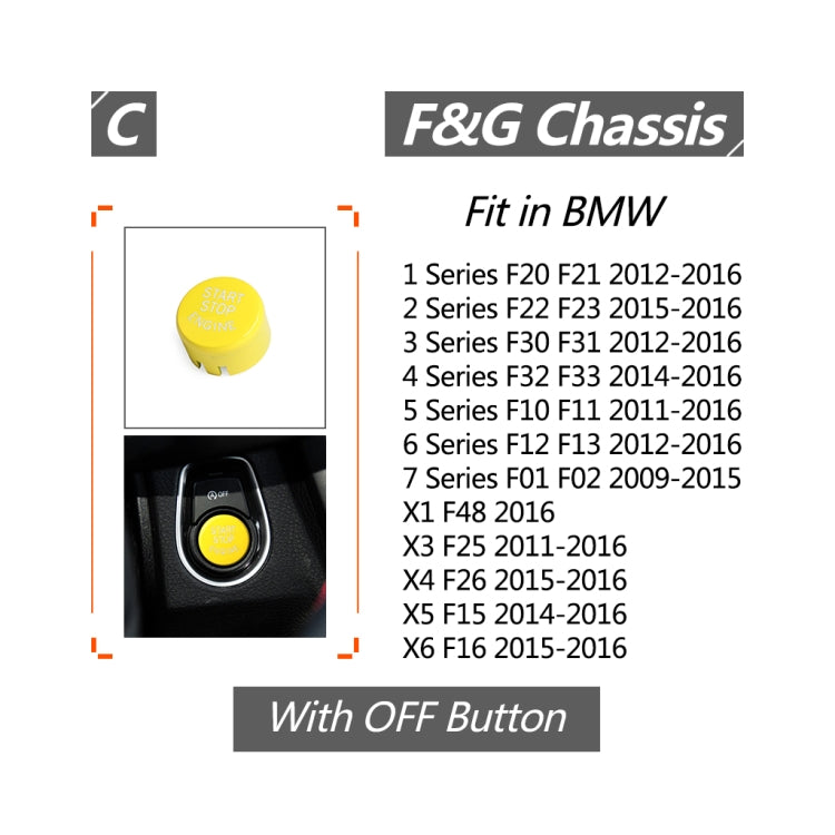 Car Engine Start Key Push Button Cover for BMW G / F Chassis, Style:with Start and Stop - Decoration Rings by PMC TechLife | Online Shopping South Africa | PMC TechLife | Buy Now Pay Later Mobicred