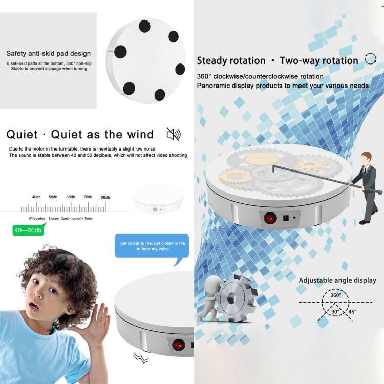 22cm Charging Rotating Display Stand Video Shooting Turntable, Load: 50kg, Power Plug:AU Plug(White) - free shipping - PMC TechLife - Order now!