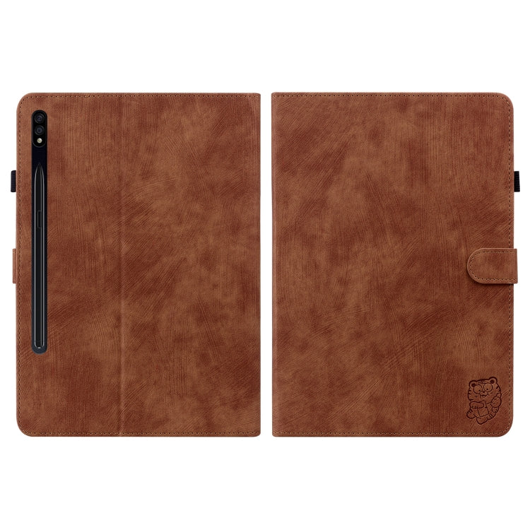 For Samsung Galaxy Tab S9+ Tiger Pattern Flip Leather Tablet Case(Brown) - Galaxy Tab S9+ Cases by PMC Jewellery | Online Shopping South Africa | PMC Jewellery | Buy Now Pay Later Mobicred