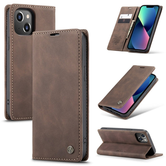 For iPhone 14 Plus CaseMe-013 Multifunctional Retro Frosted Leather Phone Case (Coffee) - iPhone 14 Plus Cases by CaseMe | Online Shopping South Africa | PMC Jewellery | Buy Now Pay Later Mobicred