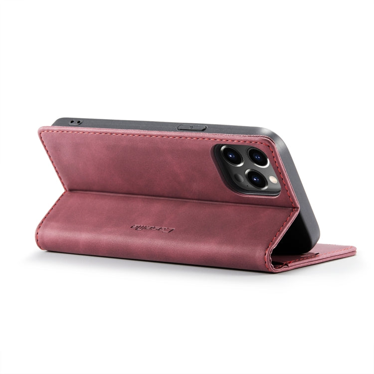 For iPhone 14 Pro Max CaseMe-013 Multifunctional Retro Frosted Leather Phone Case (Wine Red) - free shipping - PMC TechLife - Order now!
