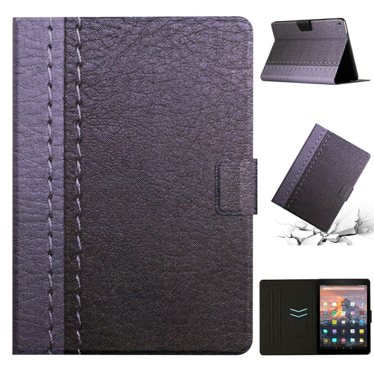 For Amazon Kindle Fire HD 10 2015 Stitching Solid Color Smart Leather Tablet Case(Grey) - Lenovo by PMC Jewellery | Online Shopping South Africa | PMC Jewellery | Buy Now Pay Later Mobicred