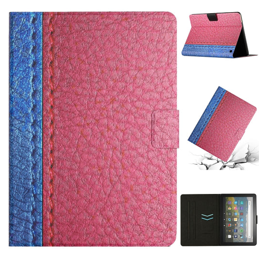 For Amazon Kindle Fire HD 10 2021 Stitching Solid Color Smart Leather Tablet Case(Rose Red) - Amazon by PMC Jewellery | Online Shopping South Africa | PMC Jewellery | Buy Now Pay Later Mobicred