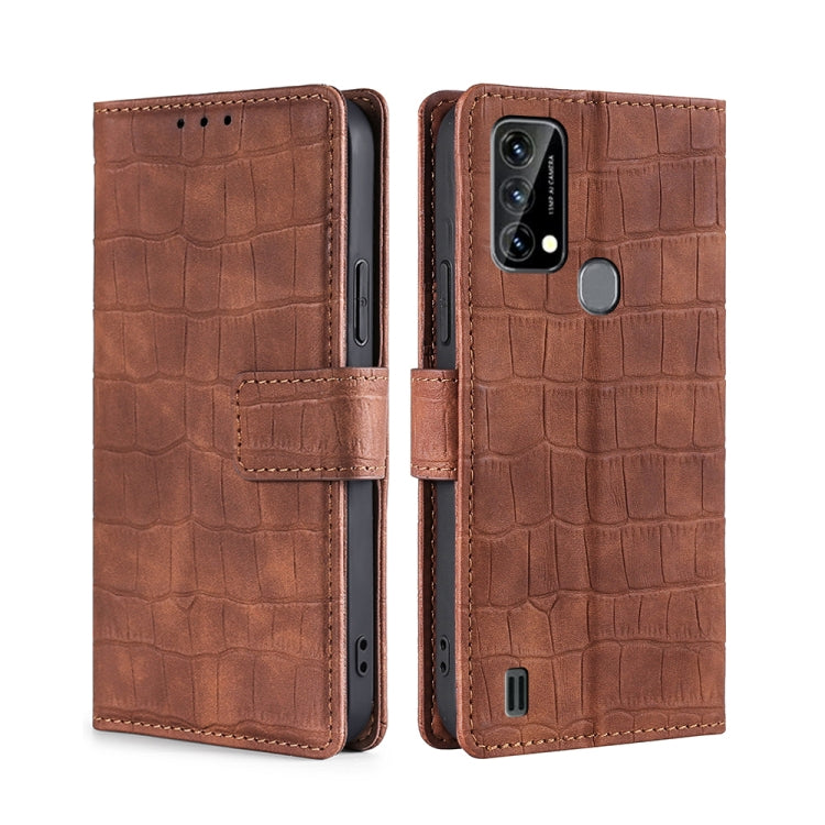 For Blackview A50 Skin Feel Crocodile Magnetic Clasp Leather Phone Case(Brown) - More Brand by PMC Jewellery | Online Shopping South Africa | PMC Jewellery | Buy Now Pay Later Mobicred