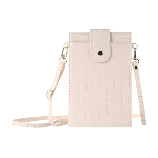 Stone Texture Card Holder Mobile Phone Bag with Long Strap(Beige) -  by PMC Jewellery | Online Shopping South Africa | PMC Jewellery | Buy Now Pay Later Mobicred