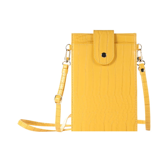 Stone Texture Card Holder Mobile Phone Bag with Long Strap(Yellow) -  by PMC Jewellery | Online Shopping South Africa | PMC Jewellery | Buy Now Pay Later Mobicred