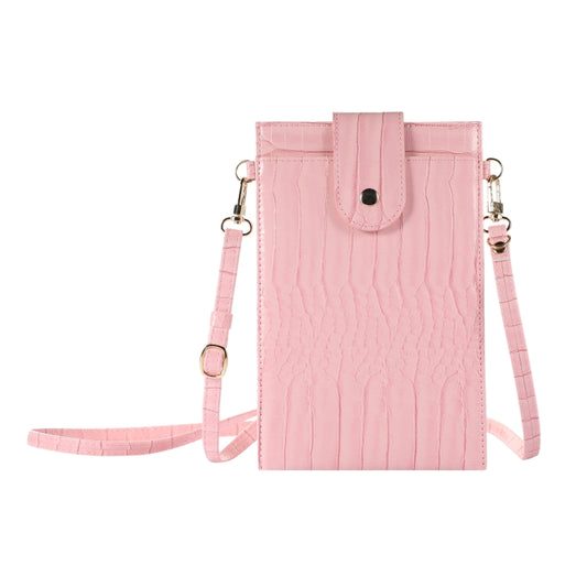 Stone Texture Card Holder Mobile Phone Bag with Long Strap(Pink) -  by PMC Jewellery | Online Shopping South Africa | PMC Jewellery | Buy Now Pay Later Mobicred