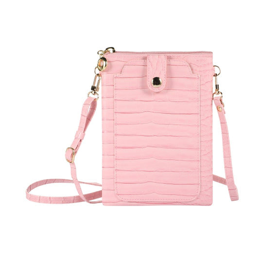 Stone Texture Card Holder Mobile Phone Zipper Bag with Long Strap(Pink) -  by PMC Jewellery | Online Shopping South Africa | PMC Jewellery | Buy Now Pay Later Mobicred