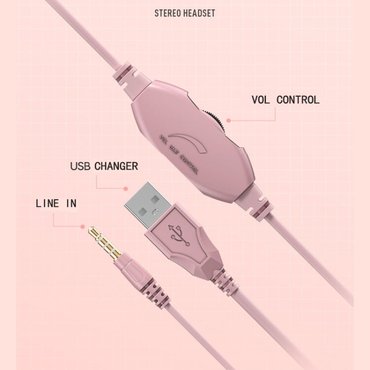 Y20 LED Bass Stereo PC Wired Gaming Headset with Microphone(Pink) - Multimedia Headset by PMC Jewellery | Online Shopping South Africa | PMC Jewellery | Buy Now Pay Later Mobicred