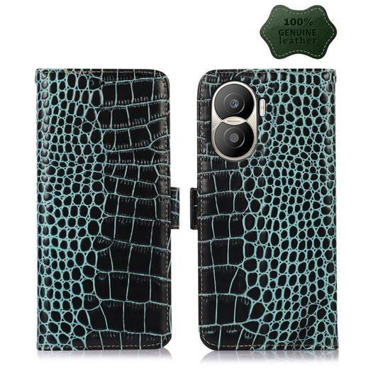 For Honor X40i Crocodile Top Layer Cowhide Leather Phone Case(Green) - Honor Cases by PMC Jewellery | Online Shopping South Africa | PMC Jewellery | Buy Now Pay Later Mobicred