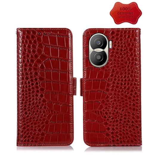 For Honor X40i Crocodile Top Layer Cowhide Leather Phone Case(Red) - Honor Cases by PMC Jewellery | Online Shopping South Africa | PMC Jewellery | Buy Now Pay Later Mobicred