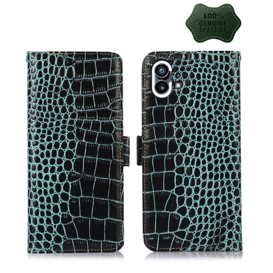 For Nothing Phone 1 Crocodile Top Layer Cowhide Leather Phone Case(Green) - More Brand by PMC Jewellery | Online Shopping South Africa | PMC Jewellery | Buy Now Pay Later Mobicred