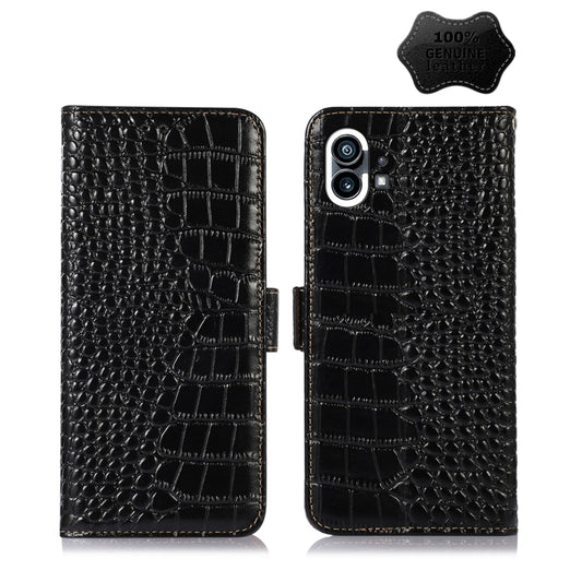 For Nothing Phone 1 Crocodile Top Layer Cowhide Leather Phone Case(Black) - More Brand by PMC Jewellery | Online Shopping South Africa | PMC Jewellery | Buy Now Pay Later Mobicred