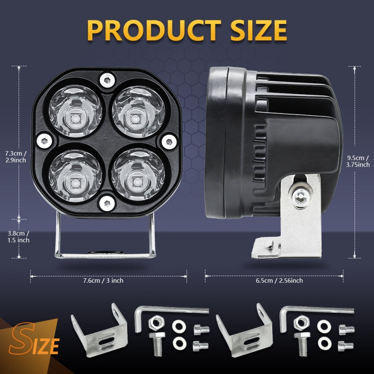 Car 3 inch 4LEDs Continuous Spotlight 20W / 2000LM / 6000K / DC9-80V(White Light) - Work Lights by PMC TechLife | Online Shopping South Africa | PMC TechLife | Buy Now Pay Later Mobicred