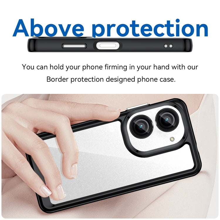 For Asus ZenFone 9 Colorful Series Acrylic + TPU Phone Case(Black) - ASUS Cases by PMC TechLife | Online Shopping South Africa | PMC TechLife
