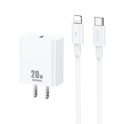 REMAX RP-U5 Extreme 2 Series 20W PD Charger + 1m USB-C / Type-C to 8 Pin Fast Charge Data Cable Set, Specification:US Plug(White) - USB Charger by REMAX | Online Shopping South Africa | PMC Jewellery | Buy Now Pay Later Mobicred