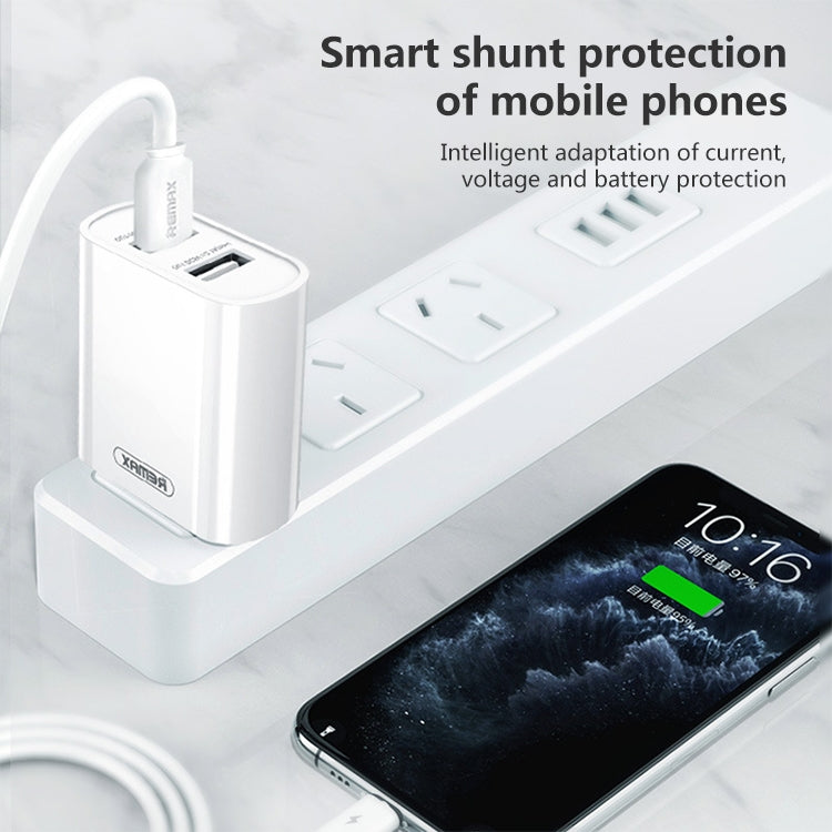 REMAX RP-U35 Jane Series 2.1A Dual USB Port Fast Charger Set, Cable:USB-C/Type-C(EU Plug) - USB Charger by REMAX | Online Shopping South Africa | PMC Jewellery | Buy Now Pay Later Mobicred